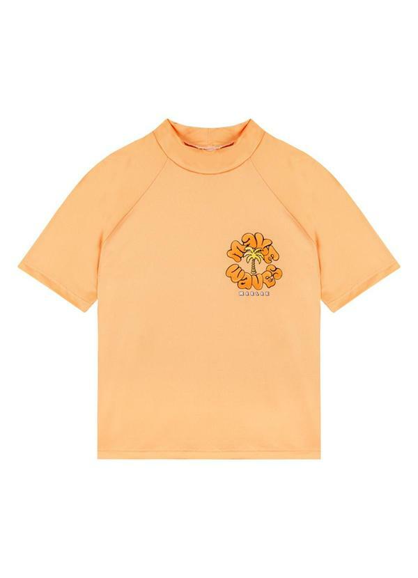 Camiseta em Malha Proteção Uv Laranja