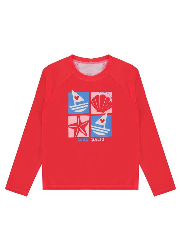 Vista 2 Camiseta Mosaico Malha Uv50 Vermelho Malwee Kids Malwee Kids