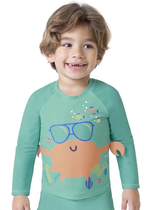 Camiseta Verde Turquesa Caranguejo Menino