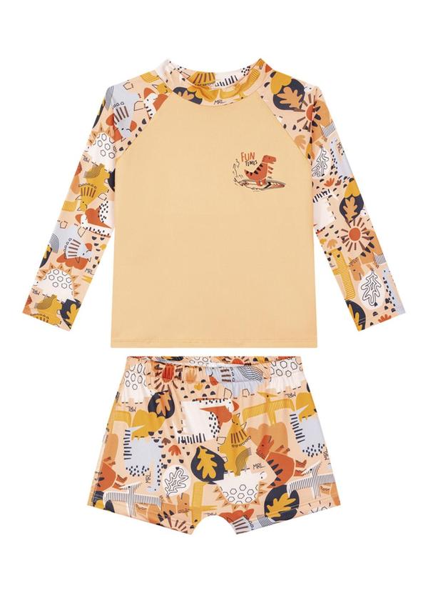 Vista 2 Conjunto Camiseta e Sunga Proteção Uv Laranja Marlan Marlan