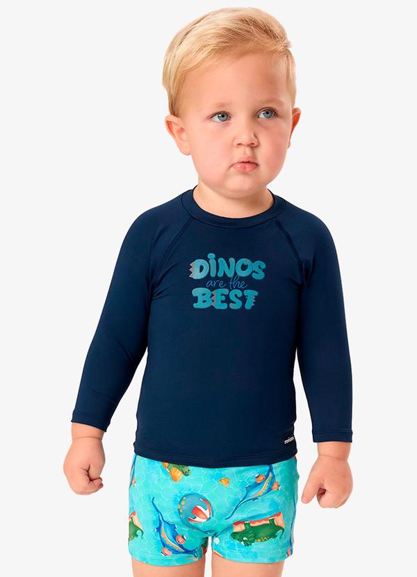 Conjunto Camiseta Manga Longa e Sunga Uv Azul