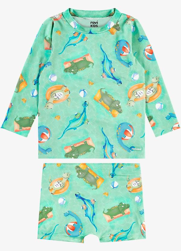 Conjunto Camiseta Manga Longa e Sunga Uv Verde