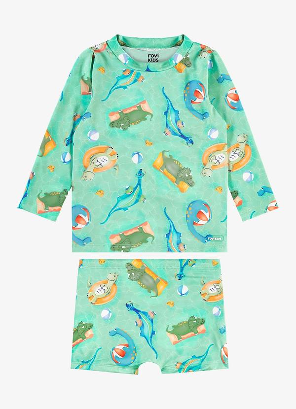 Conjunto Camiseta Manga Longa e Sunga Uv Verde