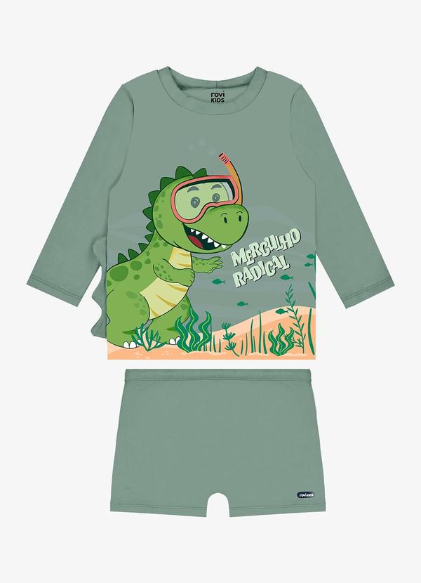Conjunto Camiseta Manga Longa e Sunga Uv Verde
