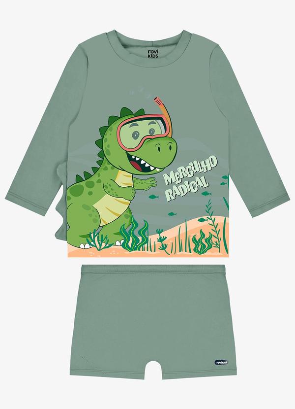 Conjunto Camiseta Manga Longa e Sunga Uv Verde