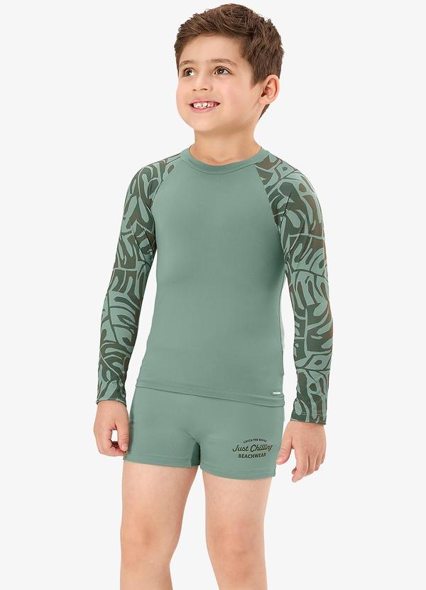 Conjunto Camiseta Manga Longa e Sunga Uv Verde