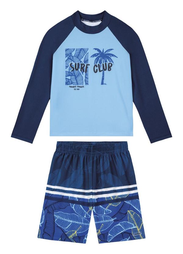 Vista 2 Conjunto Camiseta Manga Longa Uv e Bermuda Azul Marlan Marlan