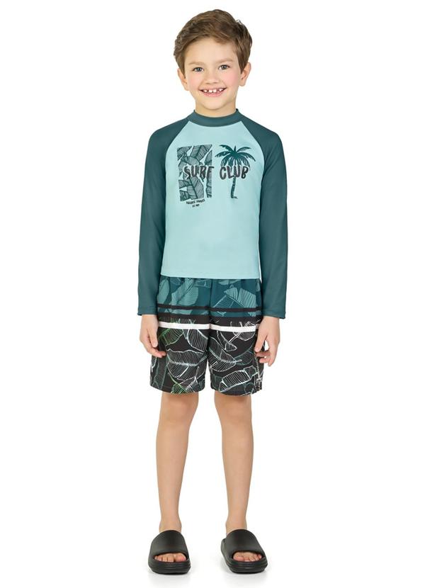 Vista 2 Conjunto Camiseta Manga Longa Uv e Bermuda Verde Marlan Marlan