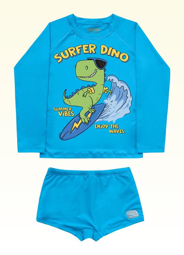 Conjunto Camiseta/Sunga Moda Praia Azul
