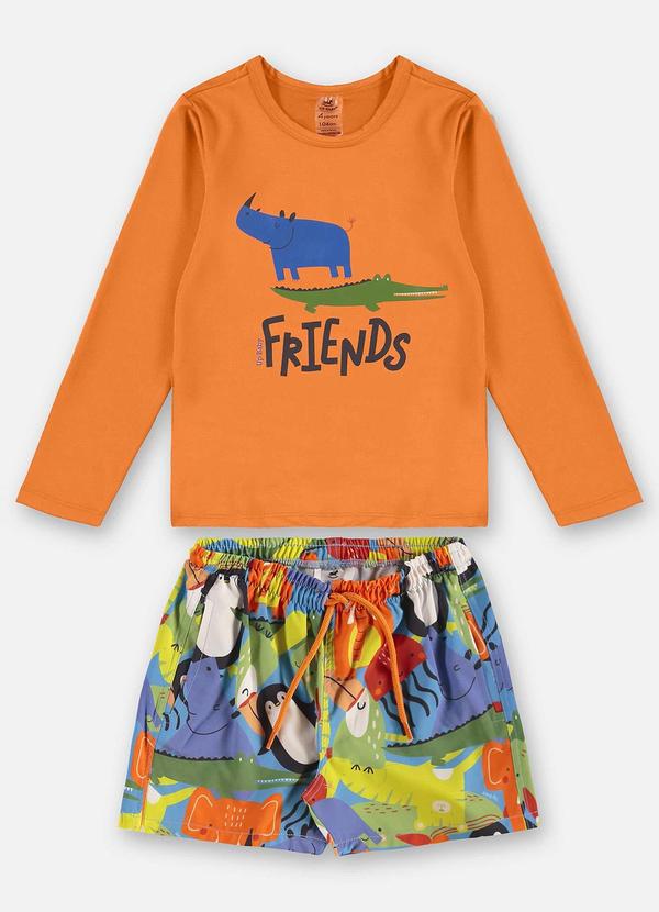 Conjunto Fps +50 Infantil Menino Laranja