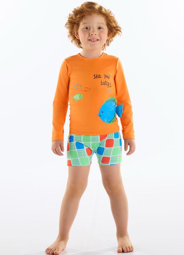Conjunto Infantil Masculino Fps+50 Laranja