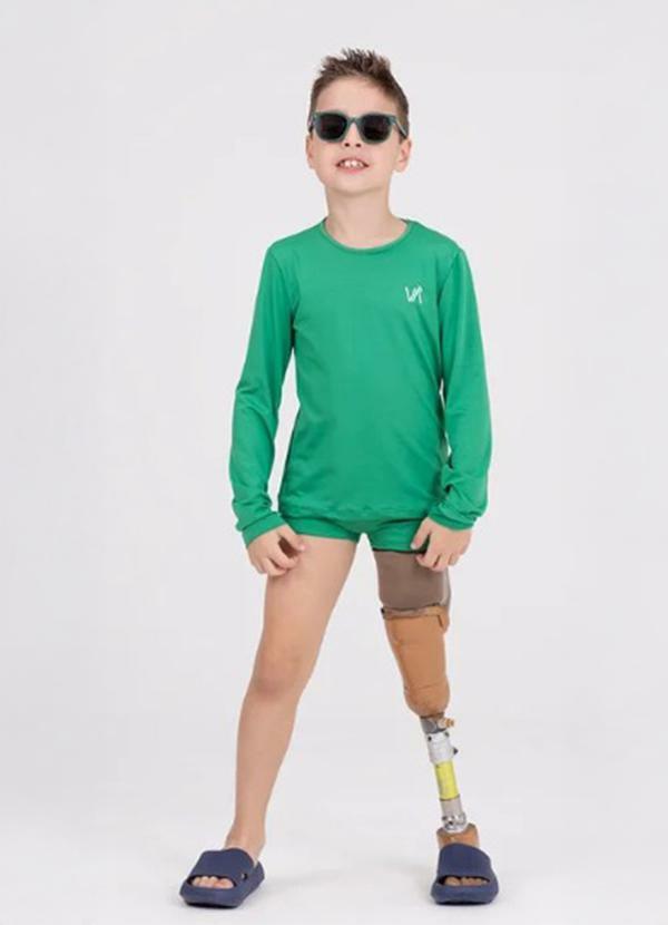Conjunto Manga Longa Uv 50+ Bordadinho Verde