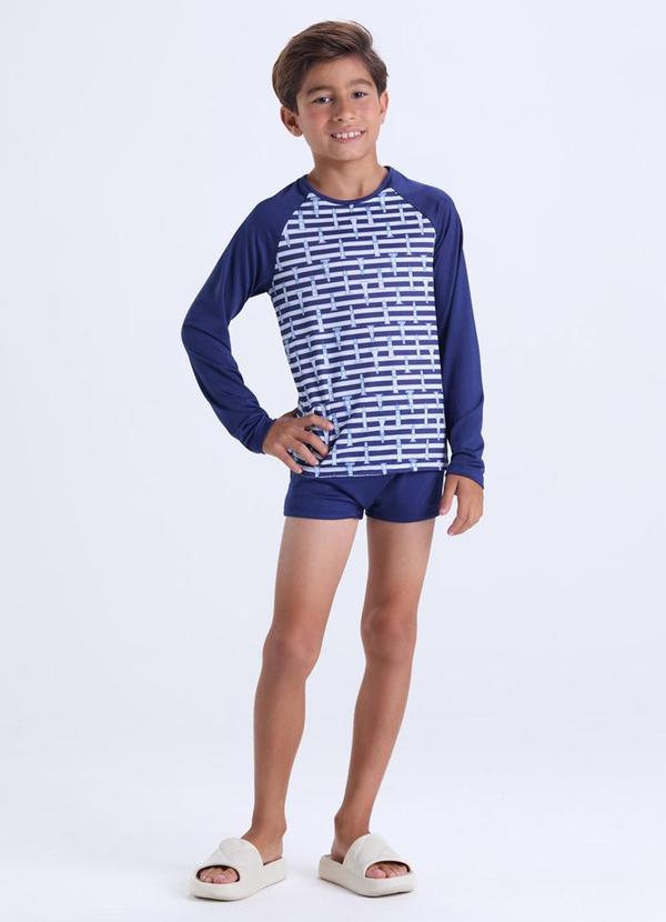 Conjunto Moda Praia Uv50+ Azul Escuro