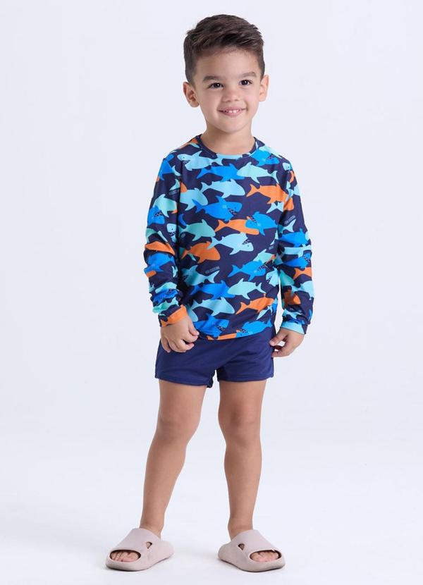 Vista 2 Conjunto Moda Praia Uv50+ Infantil Azul Escuro VIDA COSTEIRA VIDA COSTEIRA
