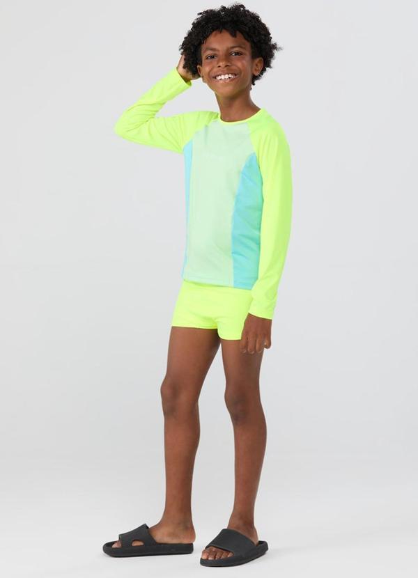 Conjunto Praia Uv50+ Suplex Raglan Tricolor Neon