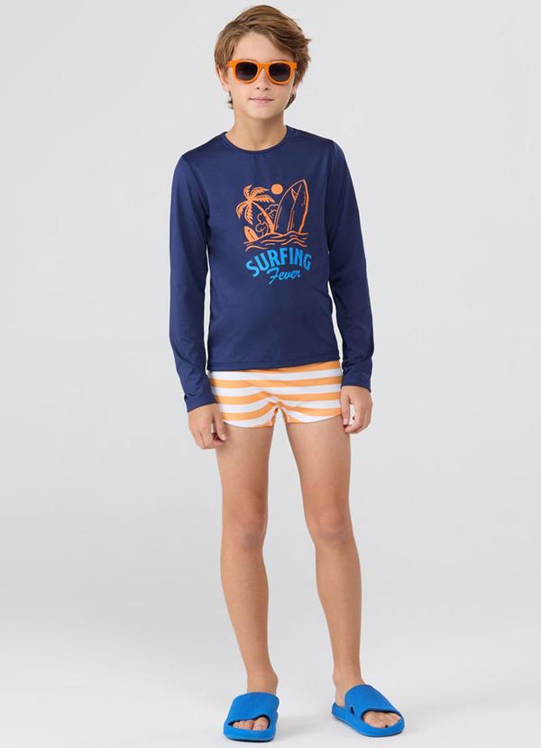 Conjunto Praia Uv50+ Surf Listrado Marinho