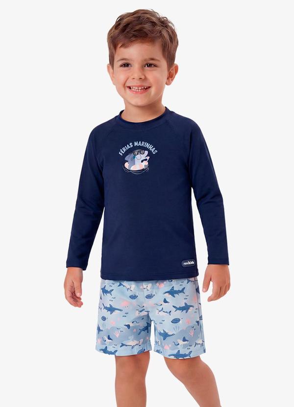 Conjunto Verão Menino Manga Comprida Azul