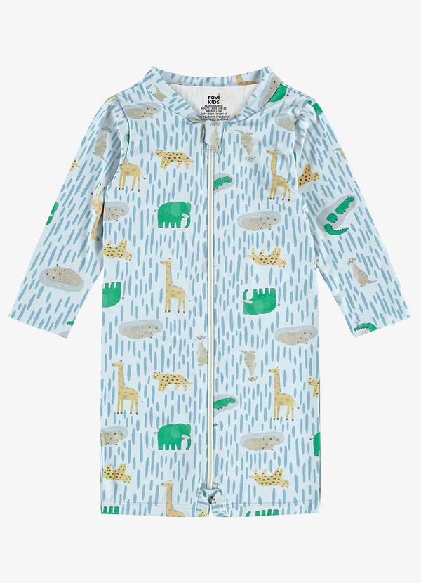 Macacão Infantil Estampado Proteção Uv Azul