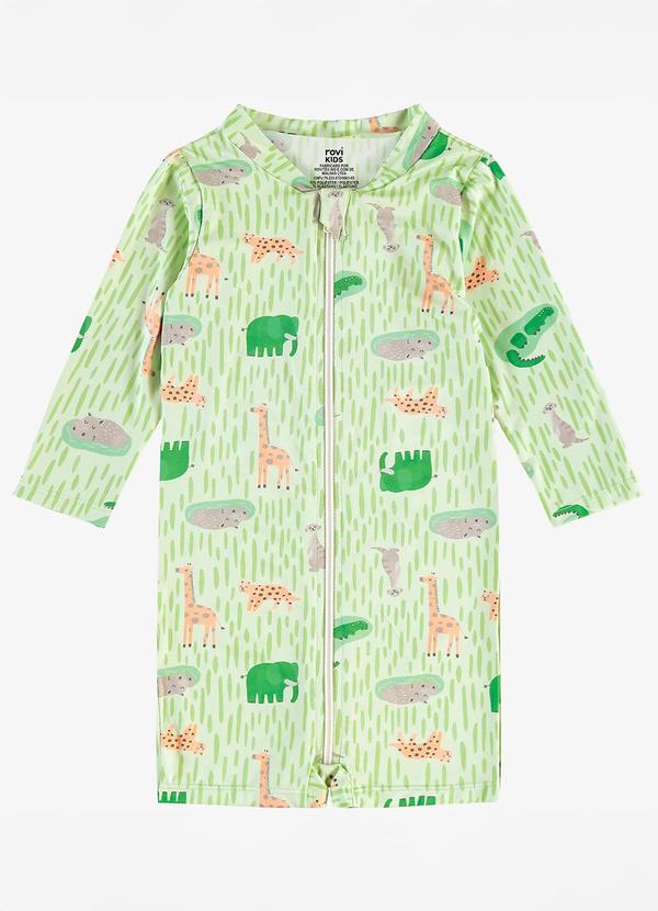Macacão Infantil Estampado Proteção Uv Verde