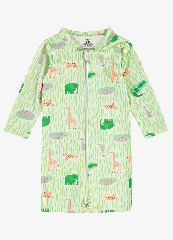Macacão Infantil Estampado Proteção Uv Verde
