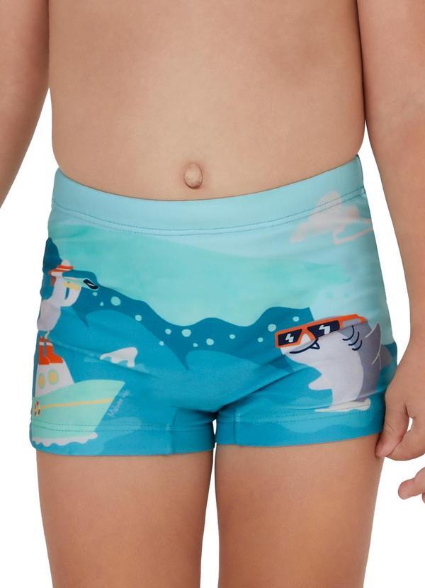 Vista 2 Sunga Boxer Tubarão Uv50 Azul Malwee Kids Malwee Kids