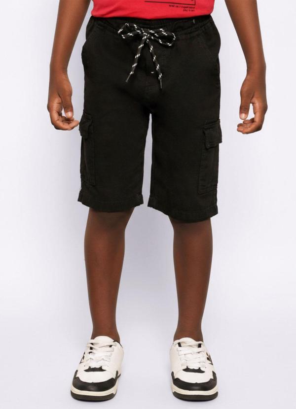 Bermuda Infantil Sarja com Bolsos Cargo Preta