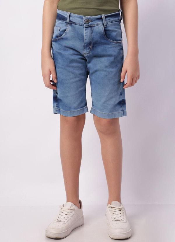 Bermuda Jeans Juvenil Reta Estonada Azul