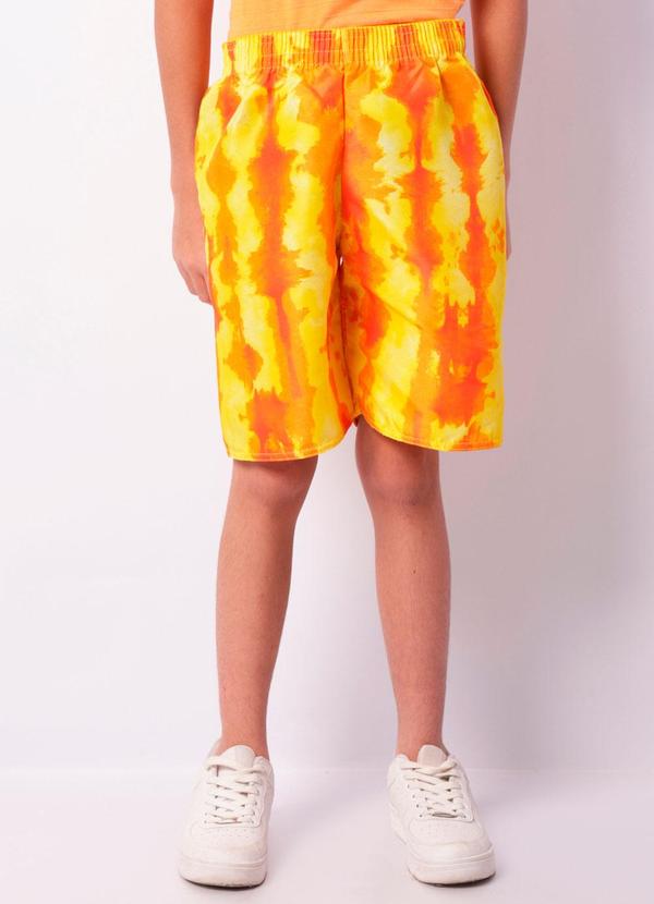 Bermuda Juvenil Reta Estampada Amarelo