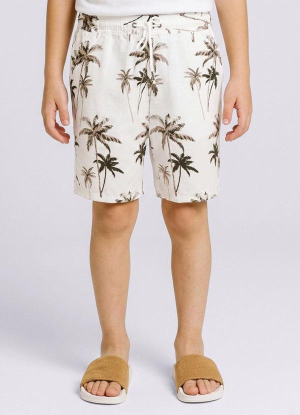 Bermuda Juvenil Surf Estampa Coqueiros Off White