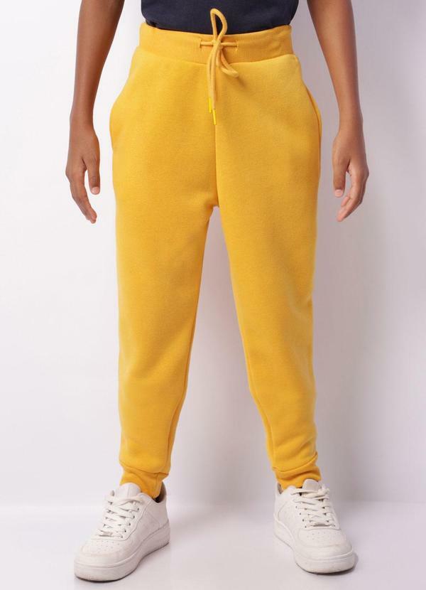 Calça Moletom Juvenil Jogger Peluciada Mostarda