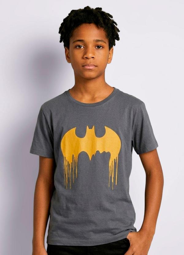 Camiseta Juvenil Algodão Batman Cinza