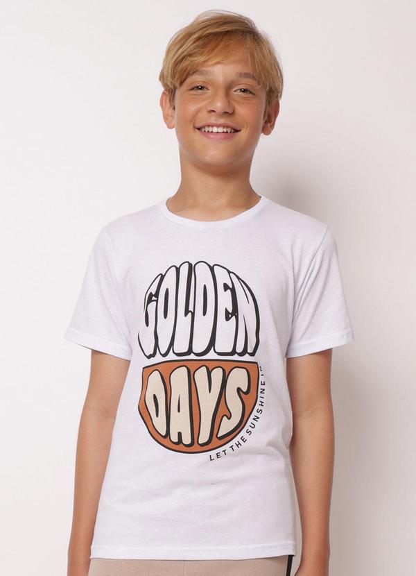 Camiseta Juvenil Algodão Estampa Frontal Branca