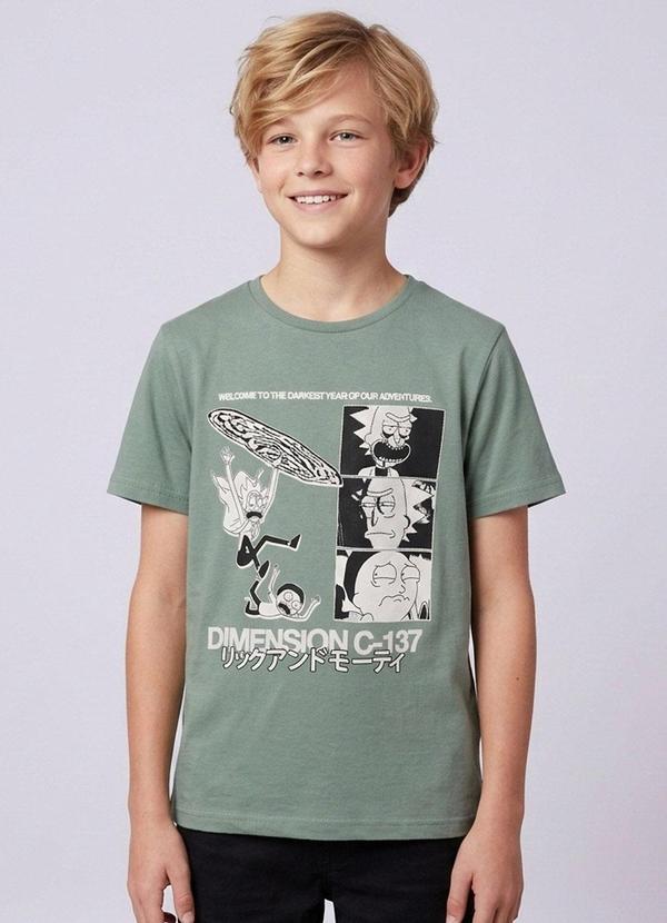 Camiseta Juvenil Algodão Rick And Morty Verde