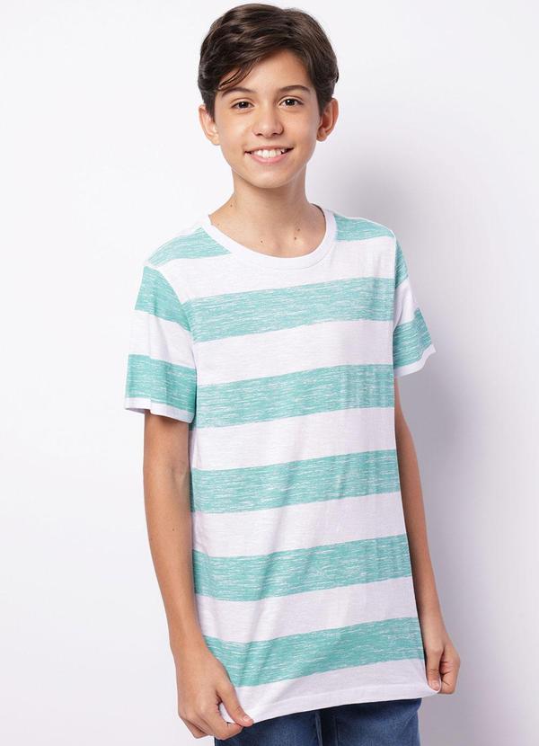 Camiseta Juvenil Manga Curta Listrada Verde