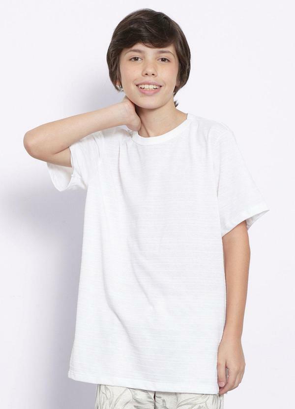 Camiseta Juvenil Manga Curta Texturizada Branca