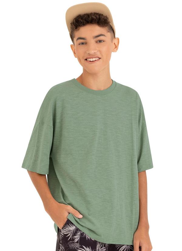 Camiseta Oversized Bever Look Back Teen Verde Mus
