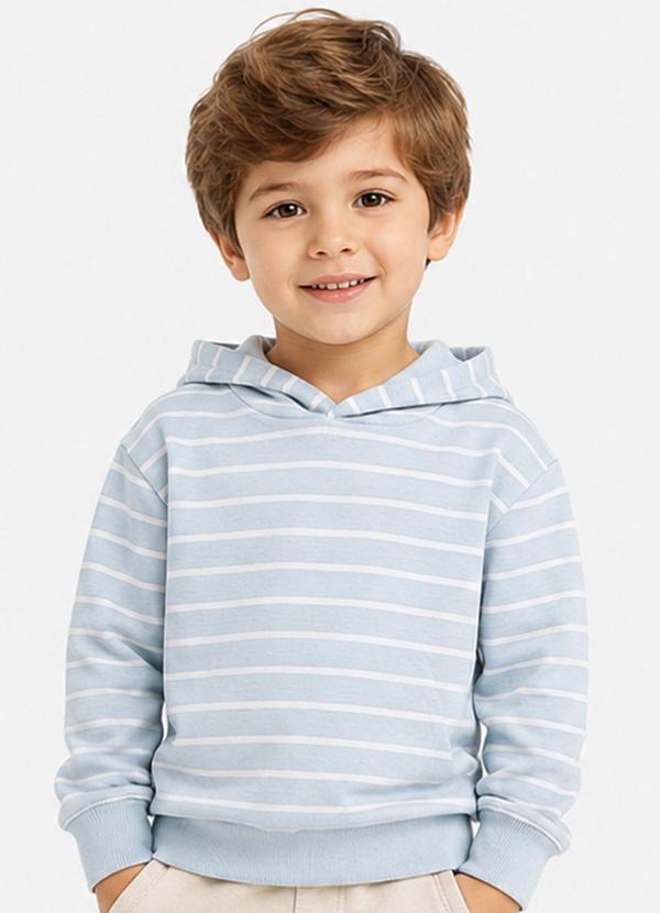 Blusão com Capuz Infantil Listrado Azul