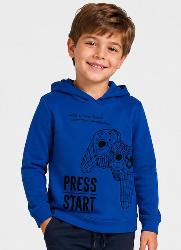 Blusão com Capuz Infantil Masculino Estampa Azul