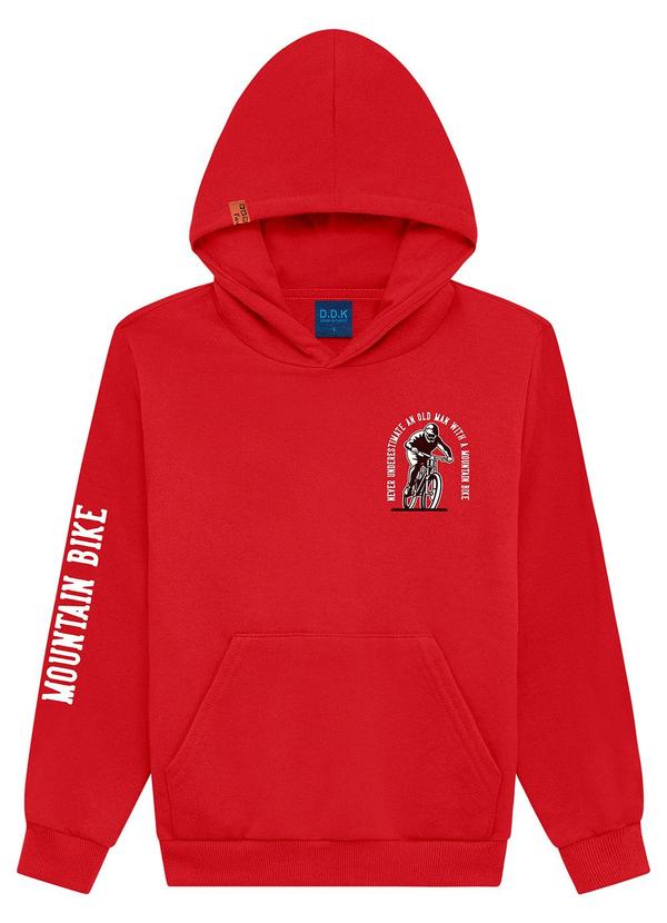 Vista 2 Blusão Infantil em Moletom com Capuz Vermelho Ddk Ddk