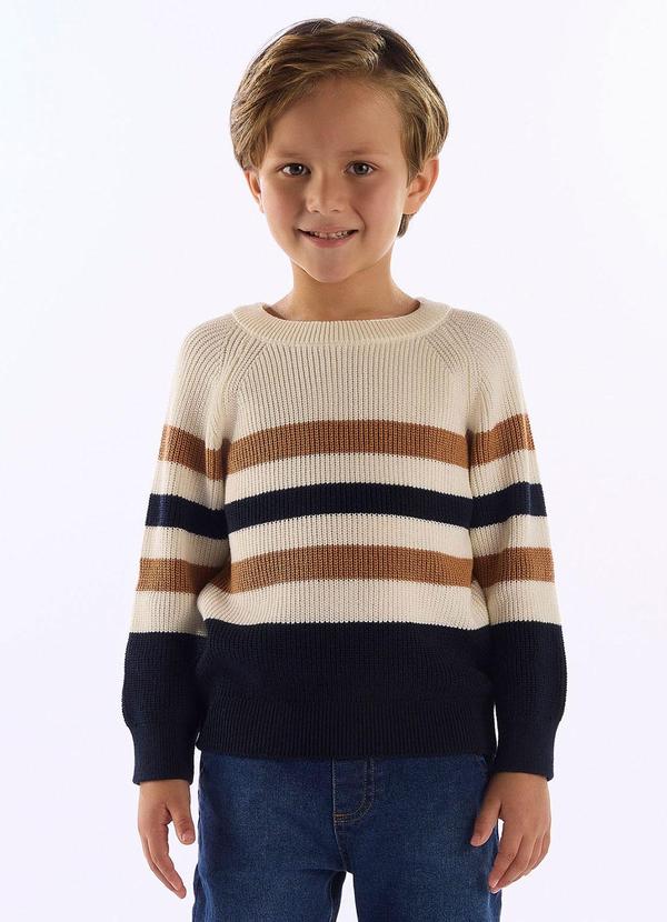 Blusão Infantil Tricot Listrado Azul