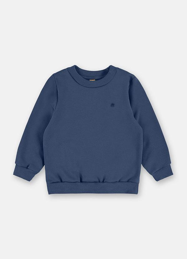 Blusão Liso Infantil Moletom Felpado Azul