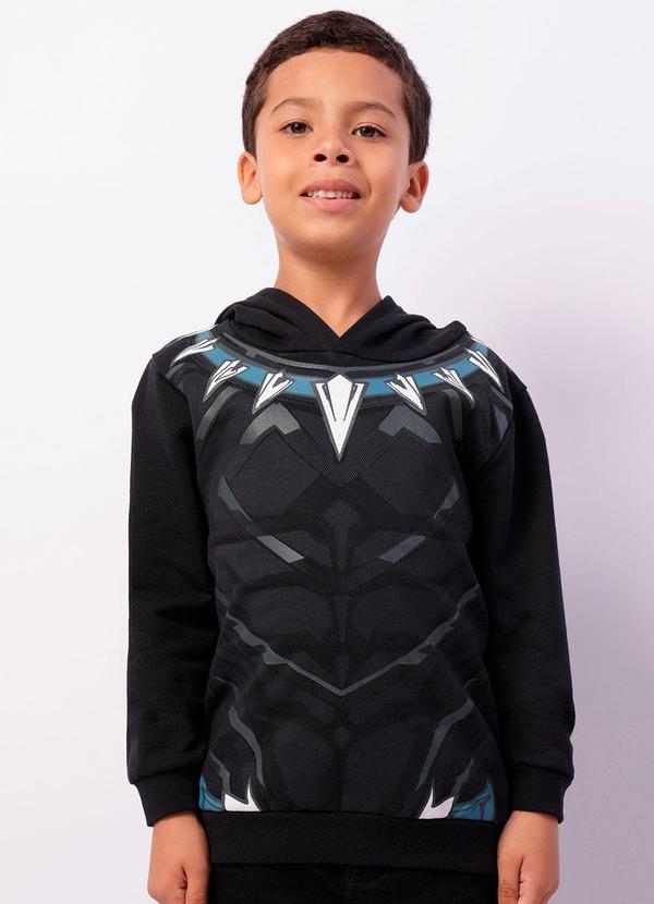 Blusão Moletom Infantil Pantera Negra Preto
