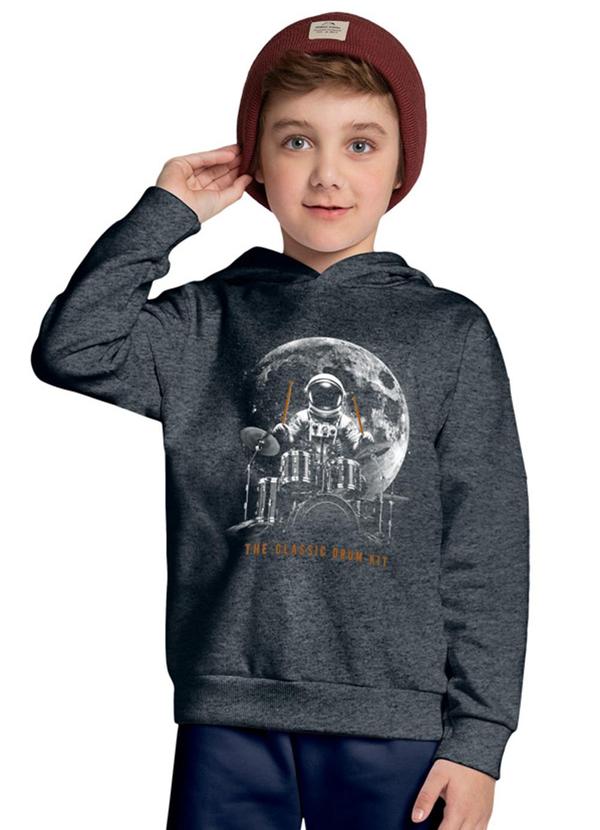 Vista 2 Casaco Infantil Menino Astronauta Cinza Kyly Kyly