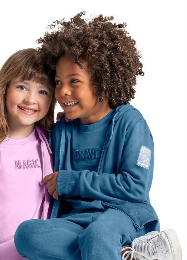 Vista 2 Jaqueta Básica Unissex Infantil Azul Quimby Quimby