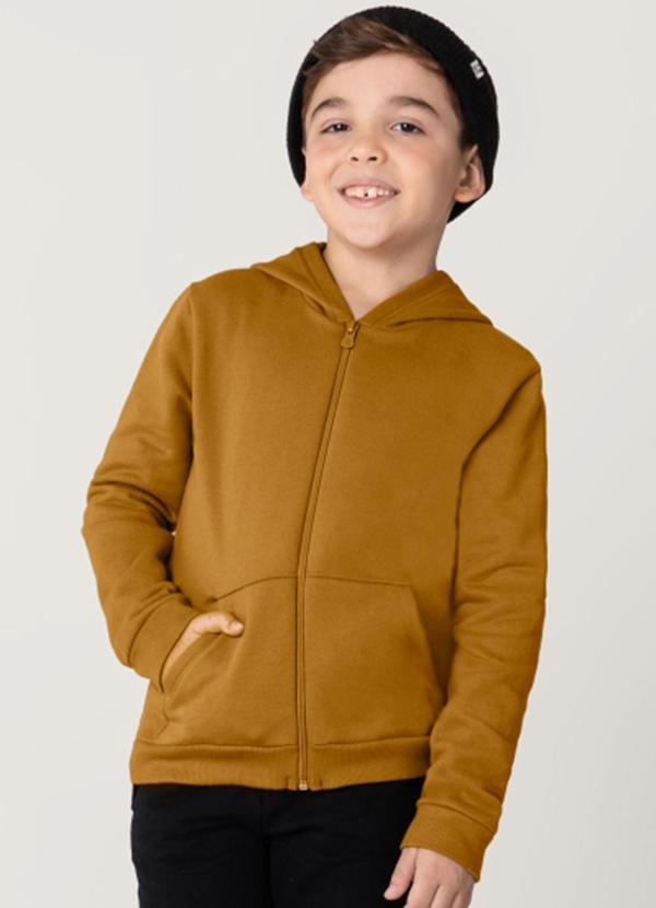 Vista 2 Jaqueta Infantil Menino em Moletom Marrom Brandili Brandili