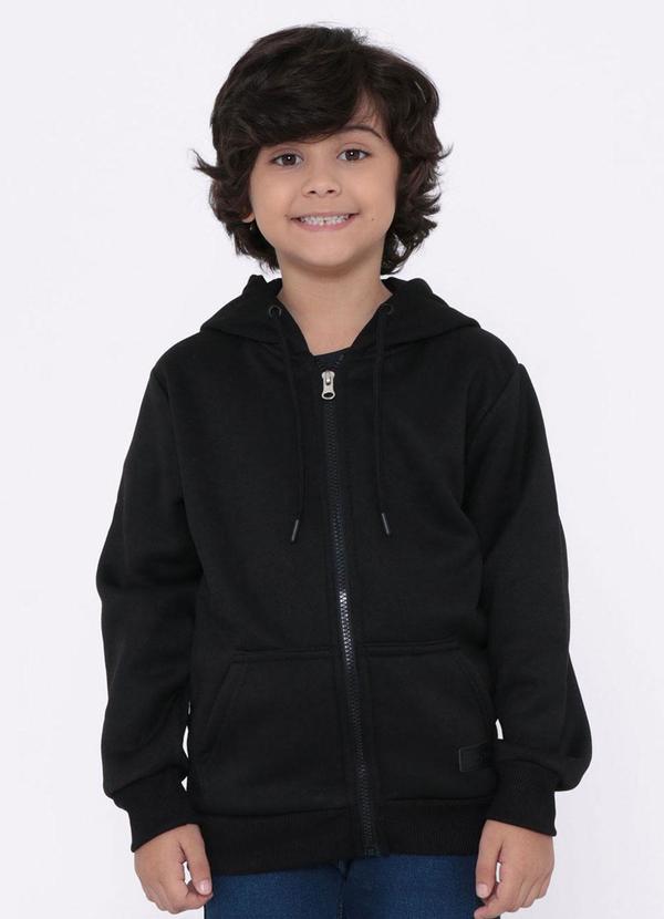 Jaqueta Moletom Infantil com Capuz Preto