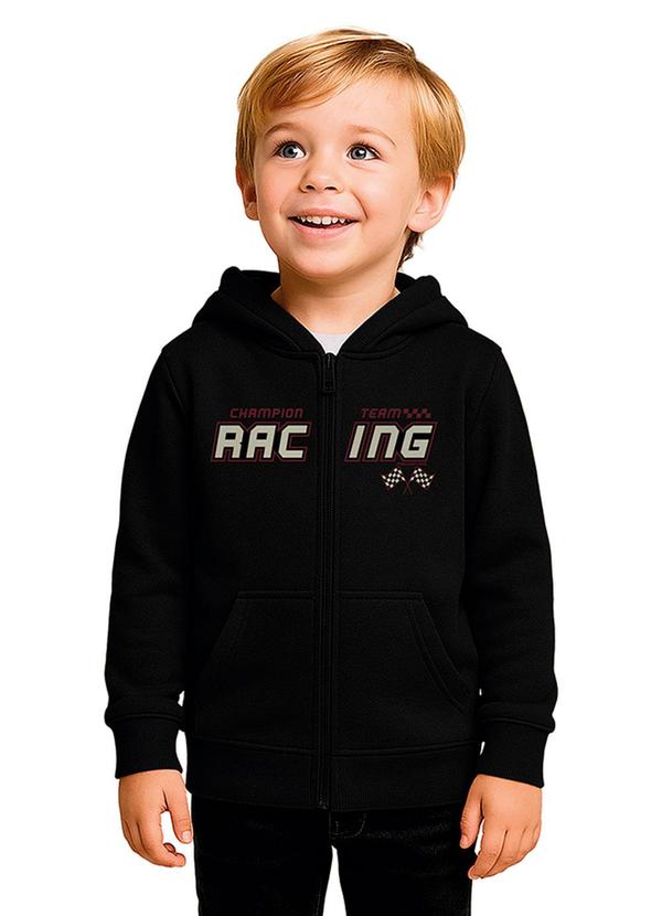 Jaqueta Racing em Moletom Preto