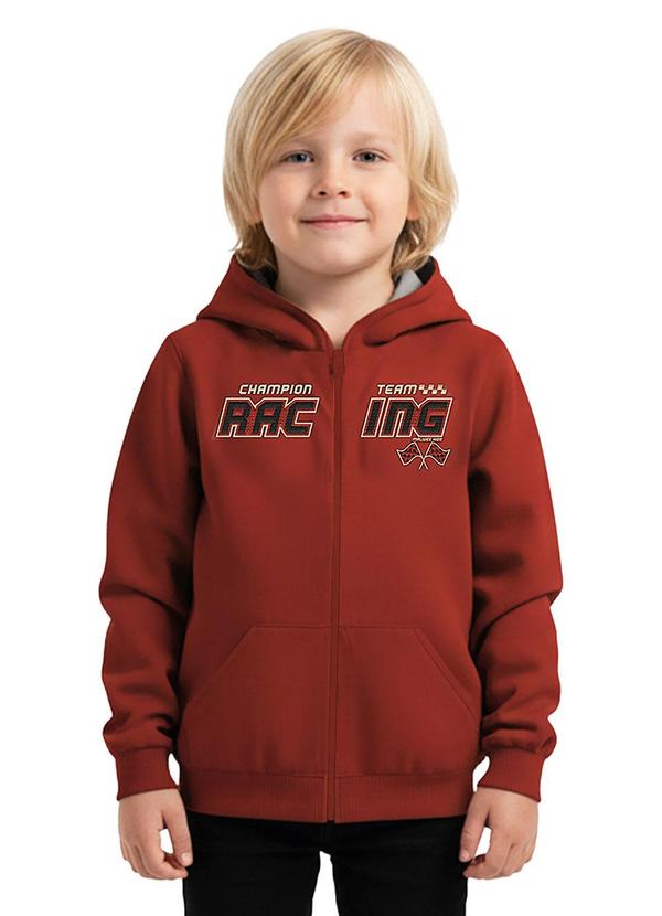 Jaqueta Racing em Moletom Terracota