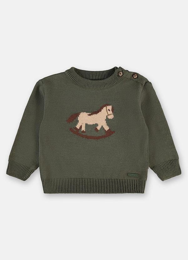 Tricot Bebê com Estampa Cavalinho Verde