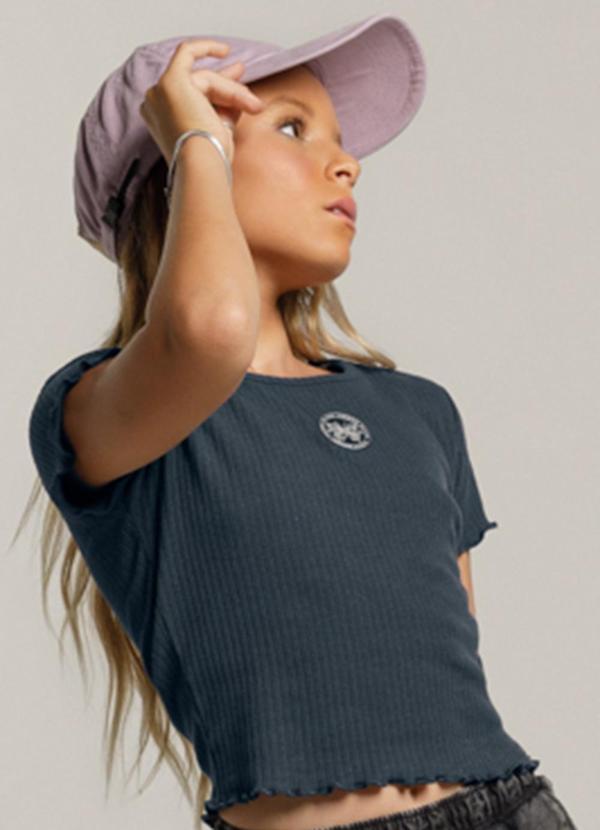 Vista 2 Blusa Cropped Teen Menina Cinza Young Class Young Class